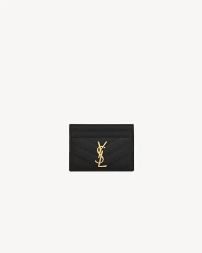 Saint Laurent Logo-embossed Card Case In Black