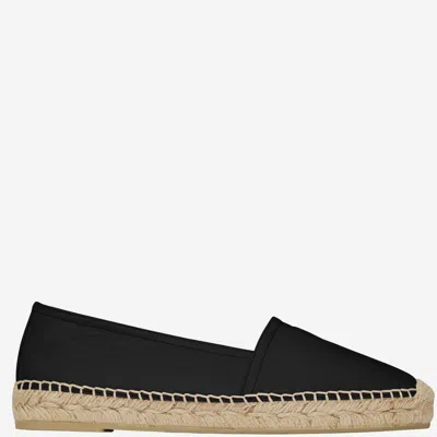 Saint Laurent Logo-embossed Lambskin Espadrille In Black