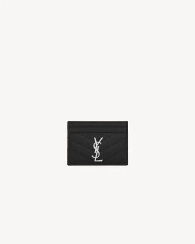 Saint Laurent Logo-embossed Leather Card Case In Black