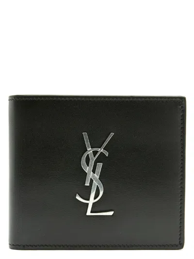 Saint Laurent Logo-embossed Leather Wallet In Green