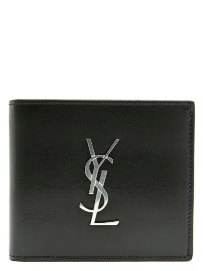 Saint Laurent Logo-embossed Leather Wallet In Black