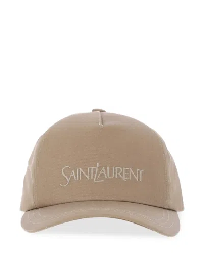 Saint Laurent Logo-embroidered Baseball Cap In Neutral