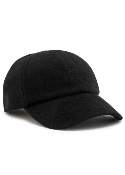 Saint Laurent Logo-embroidered Cashmere Cap In Black