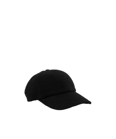 Saint Laurent Logo-embroidered Cashmere Cap In Black