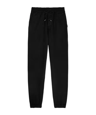 Saint Laurent Logo-embroidered Cotton Sweatpants In Black