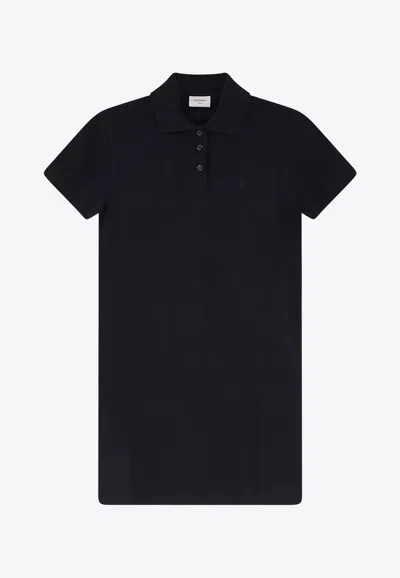 Saint Laurent Logo-embroidered Shirt Dress In Blue