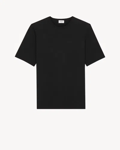 Saint Laurent Logo-embroidered T-shirt In Black