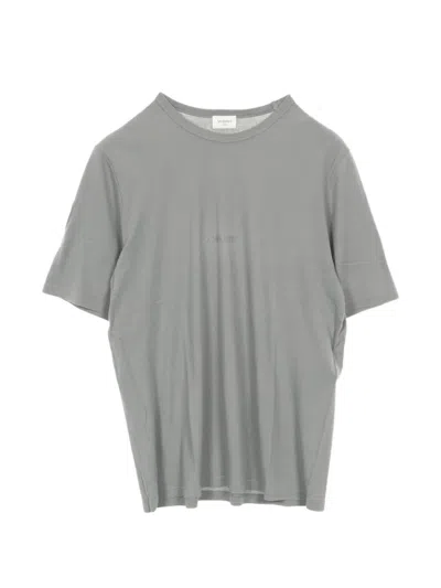 Pre-owned Saint Laurent Logo-embroidered T-shirt In Grey
