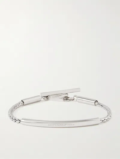 Saint Laurent Logo-engraved Silver-tone Chain Bracelet