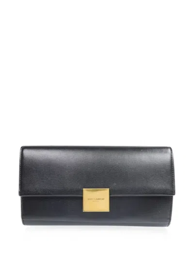 Pre-owned Saint Laurent Logo-engraved Wallet In Black