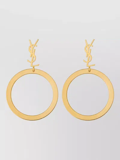 Saint Laurent Logo-pendant Earrings In Gold