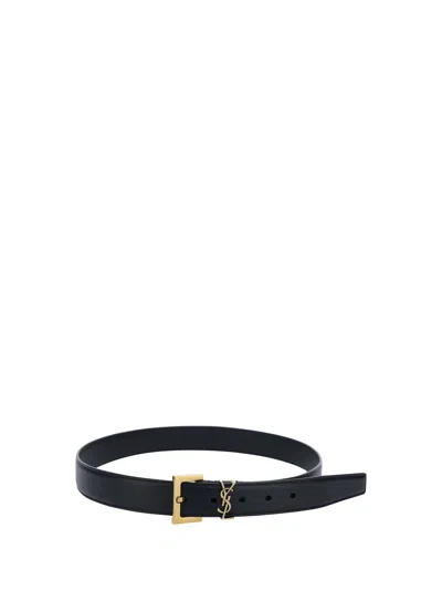 Saint Laurent Logo-plaque Calf Leather Belt