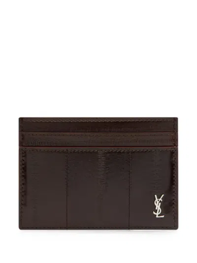 Saint Laurent Logo-plaque Card Holder In Orange