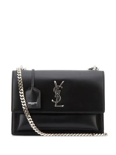 Saint Laurent Logo-plaque Chain-strap Tote Bag In Black