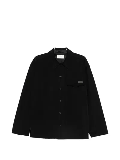 Saint Laurent Logo-plaque Chest-pocket Shirt In Black