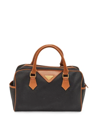 Pre-owned Saint Laurent Logo-plaque Satchel Bag In Black
