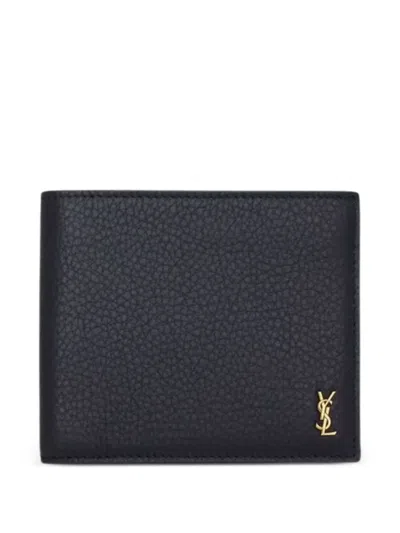 Saint Laurent Logo-plaque Wallet In Blue
