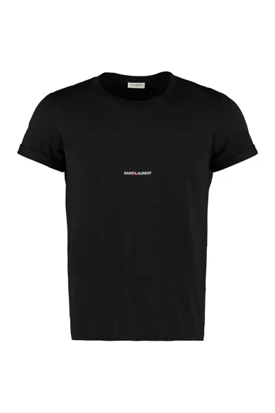 Saint Laurent Logo-print Cotton T-shirt In Black