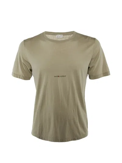Pre-owned Saint Laurent Logo-print Crew-neck T-shirt In Green