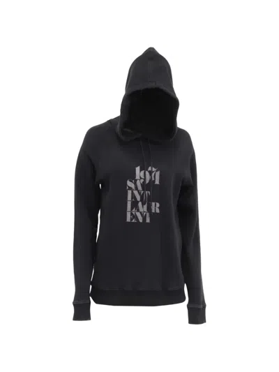 Pre-owned Saint Laurent Logo-print Hoodie In Black