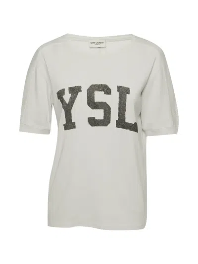 Pre-owned Saint Laurent Logo-print T-shirt In Neutral
