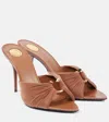 Saint Laurent Lola 90 Mules Smooth Leather Draped Jersey In Neutrals