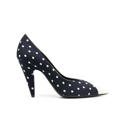 Saint Laurent Lola Polka Dot-print Pumps In Blue