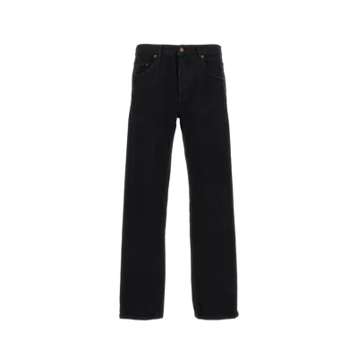 Saint Laurent Long Baggy Denim Jeans In Black