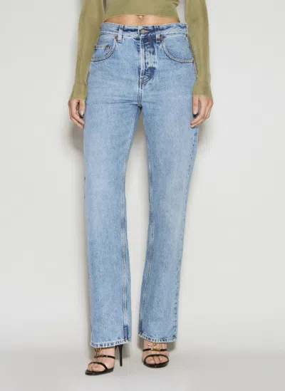 Saint Laurent Long Baggy Jeans In Blue