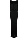 Saint Laurent Long Black Dress With Gathered Bodice In Black