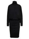 SAINT LAURENT LONG BLACK TURTLENECK DRESS IN CASHMERE WOMAN SAINT LAURENT