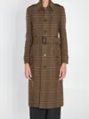 Saint Laurent Long Coat In Prince Of Wales Wool