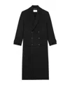 Saint Laurent Long Coat In Brushed Cashmere And Wool In Black