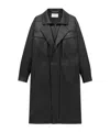 Saint Laurent Long Coat In Bubbled Lambskin In Black