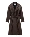 Saint Laurent Long Coat In Bubbled Lambskin In Brown