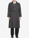 Saint Laurent Long Coat In Cashmere In Gray
