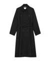 Saint Laurent Long Coat In Grain De Poudre In Black