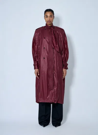 Saint Laurent Long Coat With Double-breasted Fastening In Burgundy