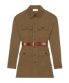 Saint Laurent Camel Brown Saharienne Belted Shirt In Green