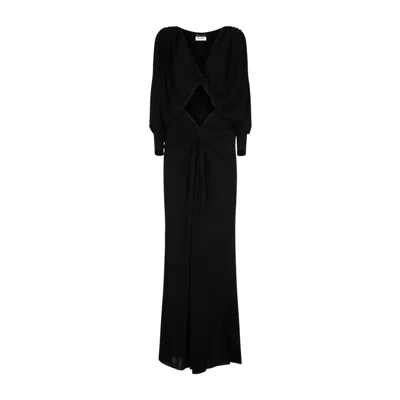 Saint Laurent Cut-out Long-sleeved Dress In Black