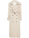 Saint Laurent Maxi Trench Coat In Beige