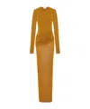 Saint Laurent Long Draped Dress In Yellow