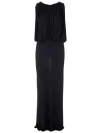 Saint Laurent Shoulder-baring Long Dress With Gathered Accents