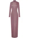 Saint Laurent Long Dress In Tight-fitting And Semi-transparent Viscose In Multi