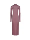 Saint Laurent Long Dress In Tight-fitting And Semi-transparent Viscose In Multi