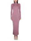 Saint Laurent Long Dress In Tight-fitting And Semi-transparent Viscose In Multi