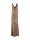 Saint Laurent Satin Gown In Rose Des Sables