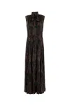 Saint Laurent Women Printed Silk Blend Long Dress In Black
