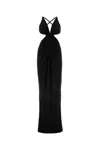 Saint Laurent Abito Lungo In Crepe Nero Donna In Black