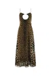 Saint Laurent Leopard Printed Crepe Dress In Printed